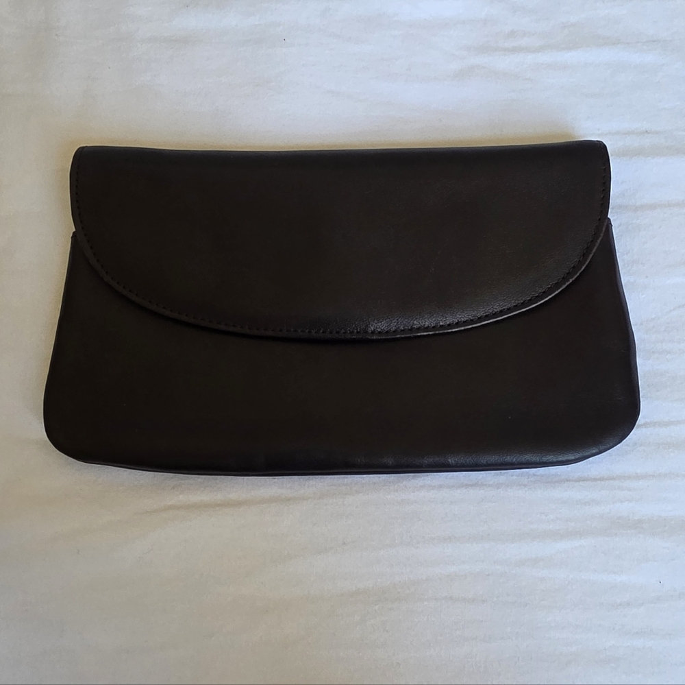 Lisa Loren Black Leather Pouch Card Clutch